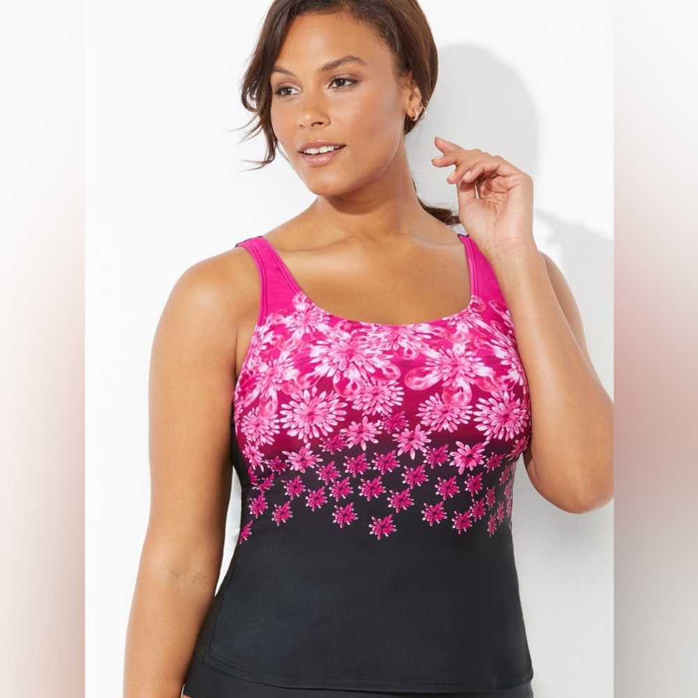 Pink Floral Tankini Top